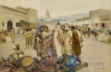 Alphons Leopold Mielich Painting - THE Carpet Merchant Alphons Leopold Mielich Orientalist scenes